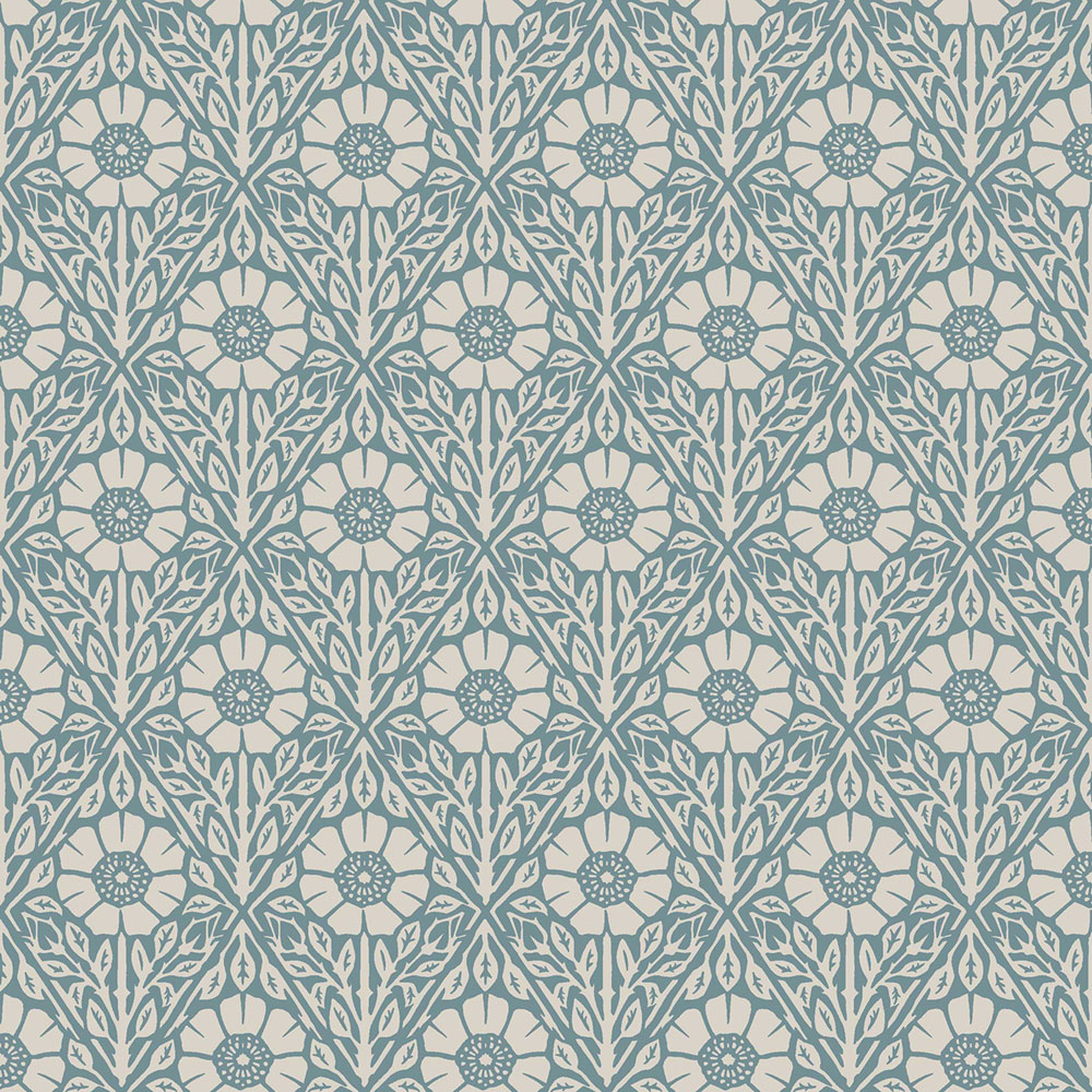 Wallpaper, blue, flowers, 5813, Nordic Folk, Borastapeter