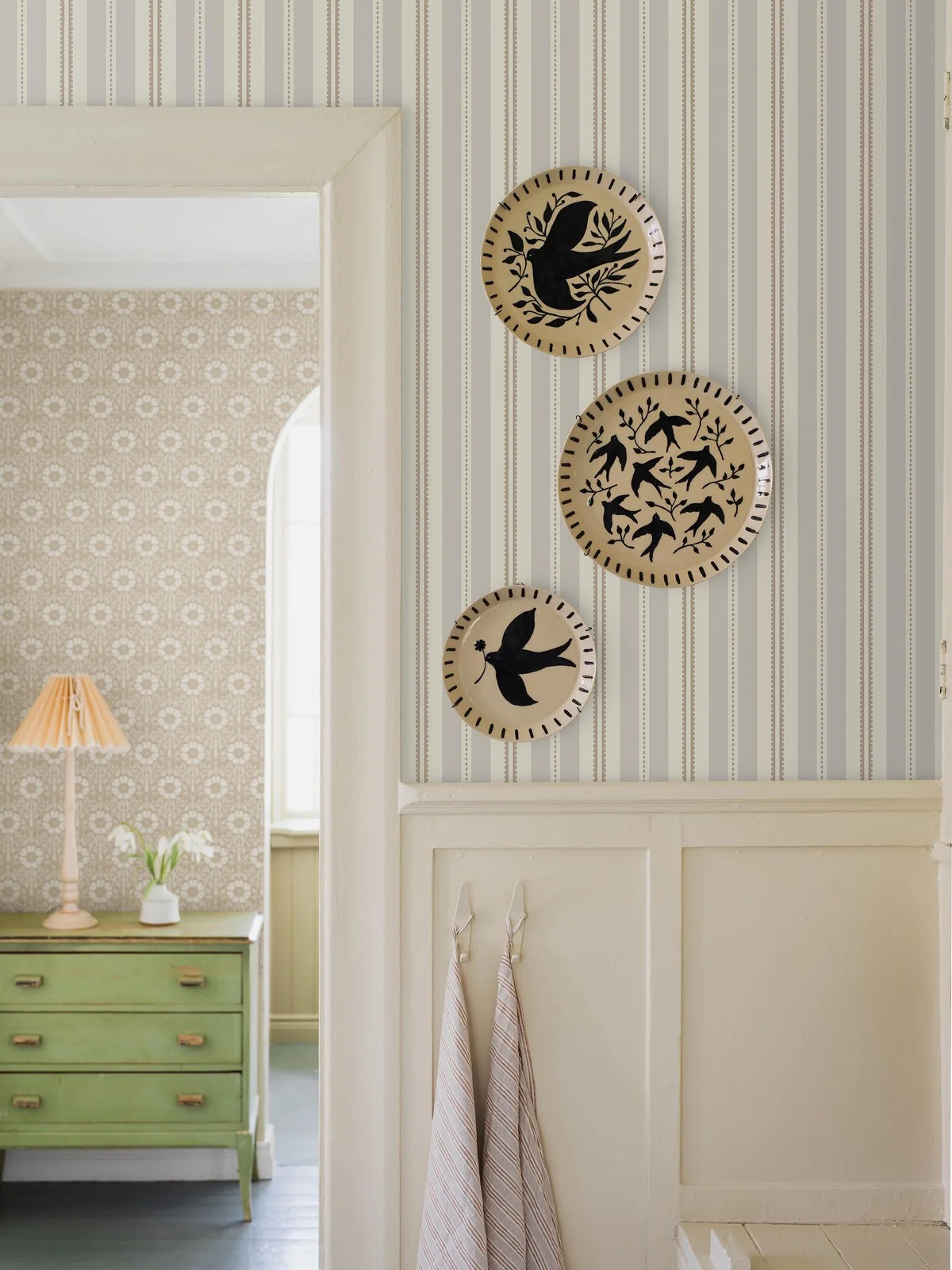 Wallpaper, grey-brown, stripes, 5818, Nordic Folk, Borastapeter