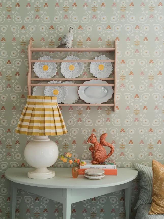 Wallpaper, green, flowers, 5820, Nordic Folk, Borastapeter