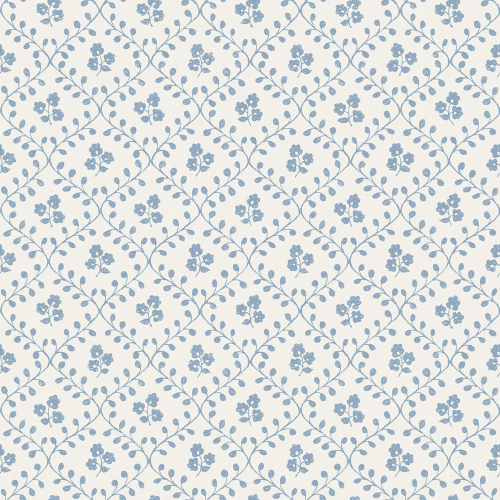 Wallpaper, white-blue, flowers, 5822, Nordic Folk, Borastapeter