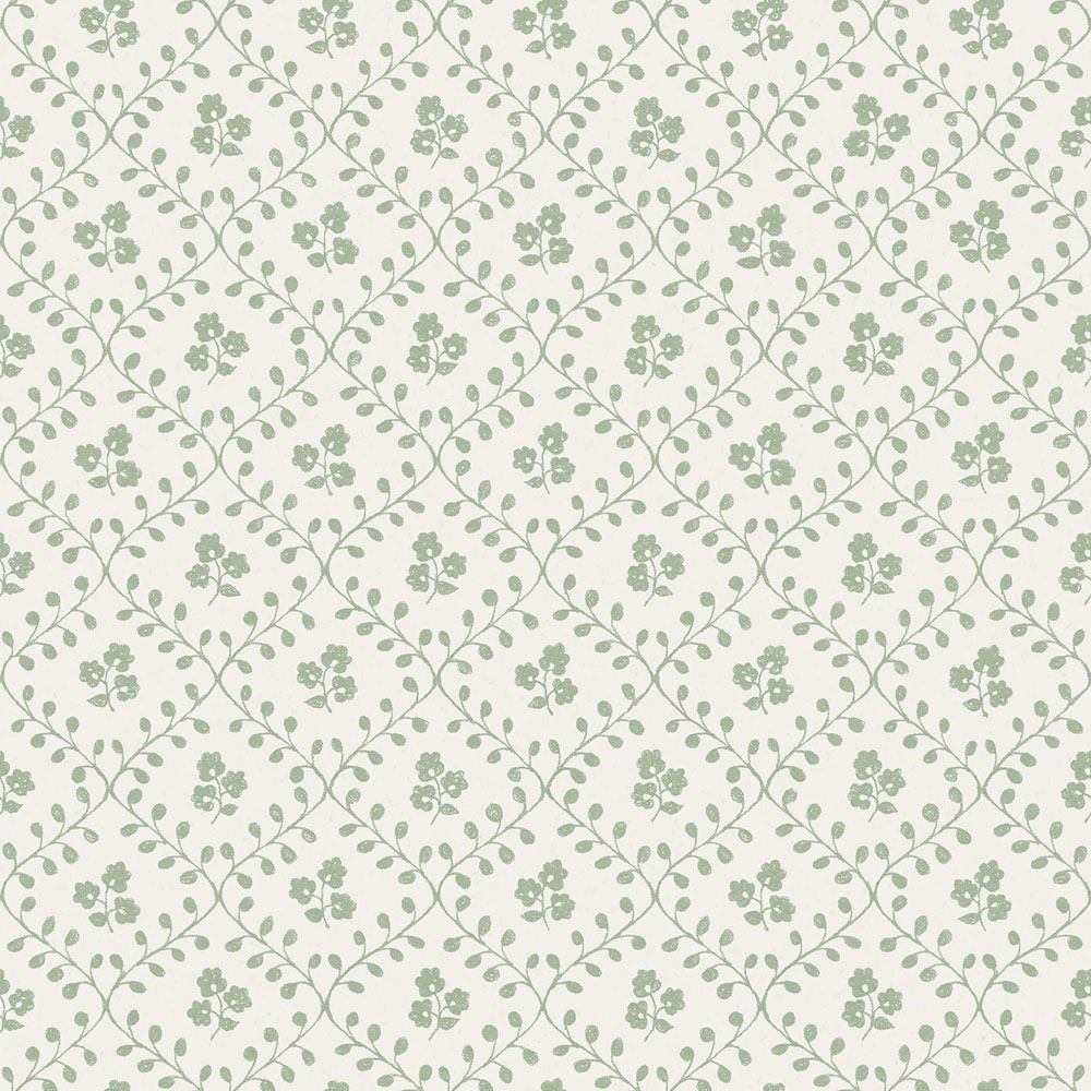 Wallpaper, white-green, flowers, 5823, Nordic Folk, Borastapeter
