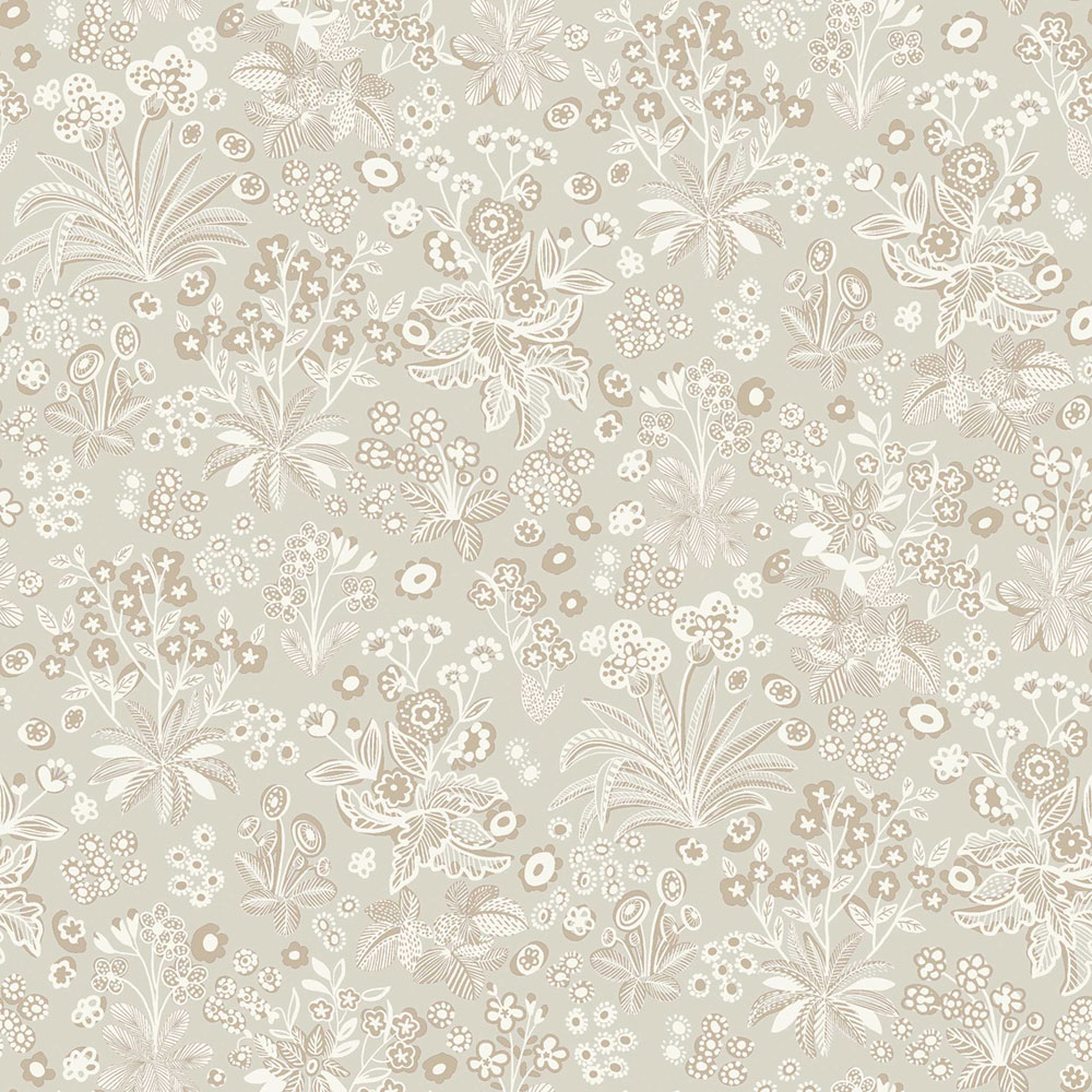 Wallpaper, grey-beige, flowers, 5827, Nordic Folk, Borastapeter