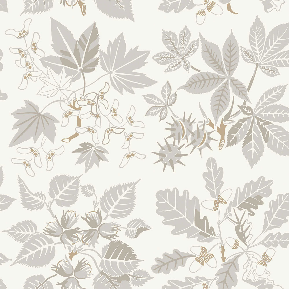 Wallpaper, grey-beige, leaves, 5833, Nordic Folk, Borastapeter