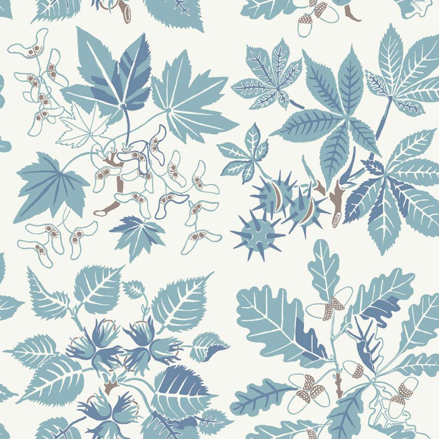 Wallpaper, turquoise, leaves, 5834, Nordic Folk, Borastapeter