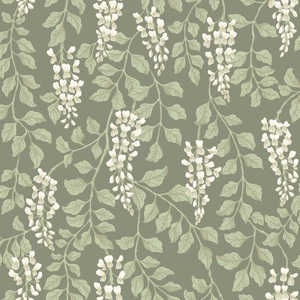 Wallpaper, green, wisteria flowers, 5710, Orangeri, Boråstapeter