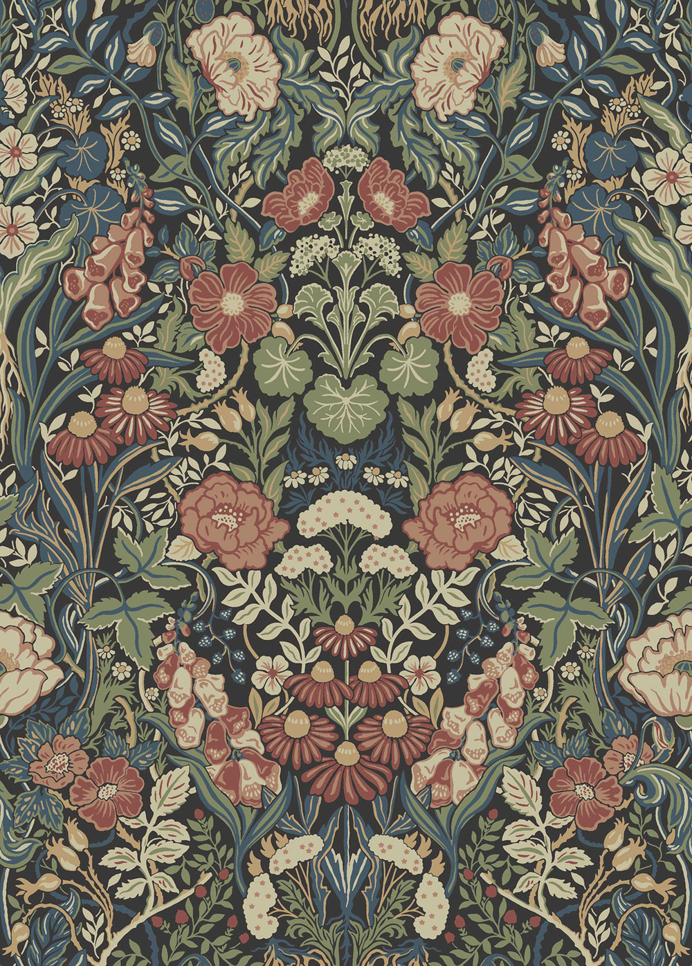 Wallpaper, black, flowers, 5722, Orangeri, Boråstapeter