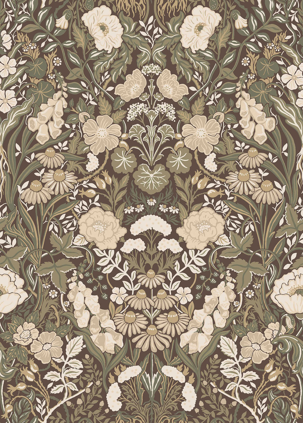 Wallpaper, brown, flowers, 5725, Orangeri, Boråstapeter