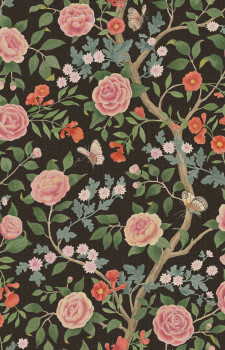 Wallpaper, black, flowers, camellia, 5730, Orangeri, Boråstapeter