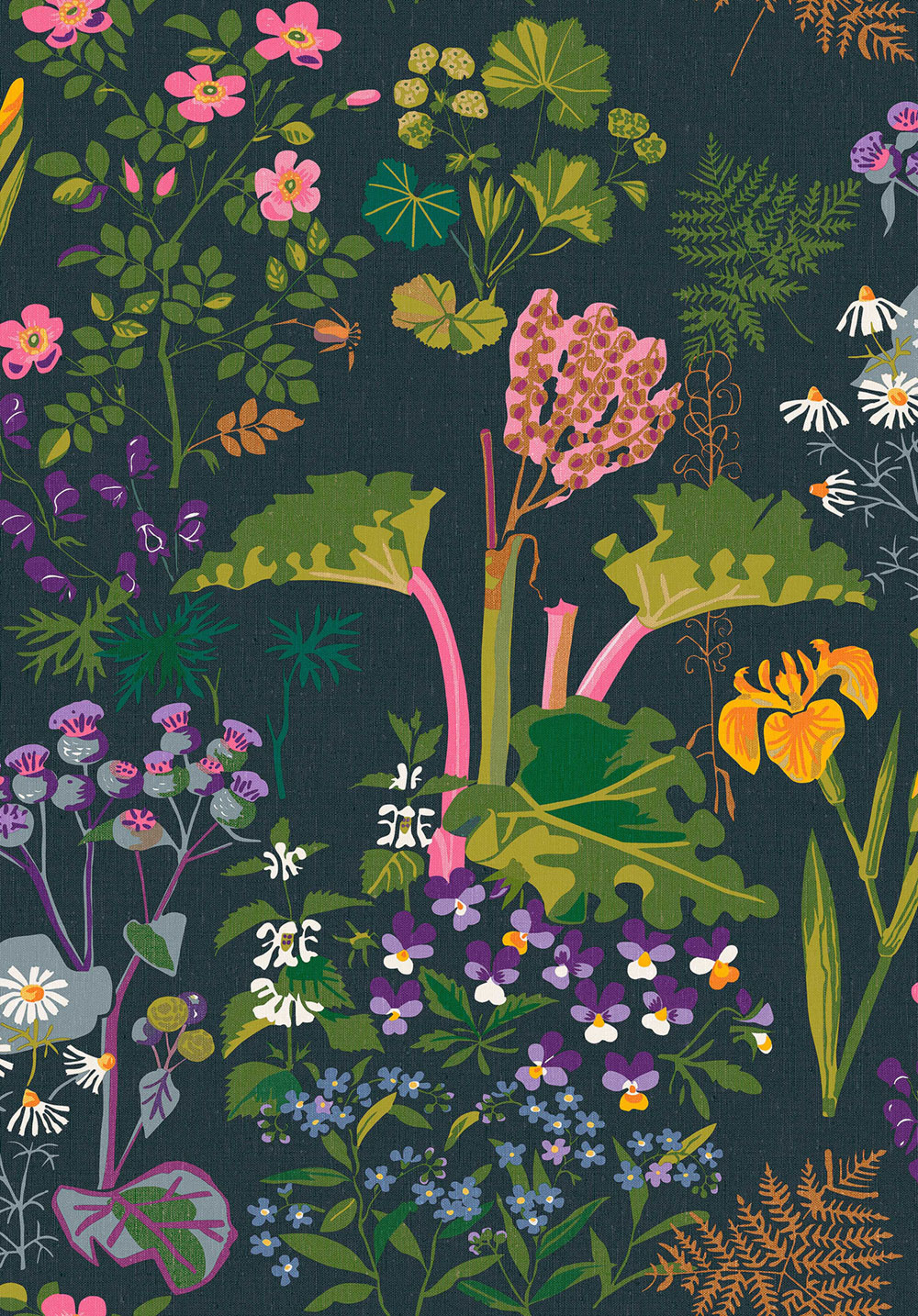 Blue wallpaper, flowers, leaves, 1792, Icons, Borastapeter