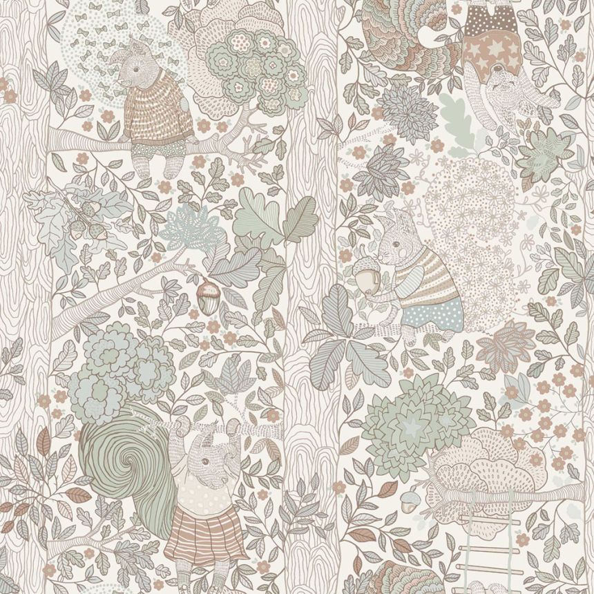 Children's cream wallpaper, animals, 6291, Icons, Borastapeter