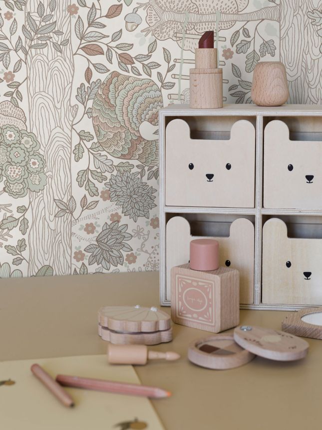 Children's cream wallpaper, animals, 6291, Icons, Borastapeter