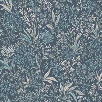 Blue wallpaper, flowers, leaves, 2025, Icons, Borastapeter