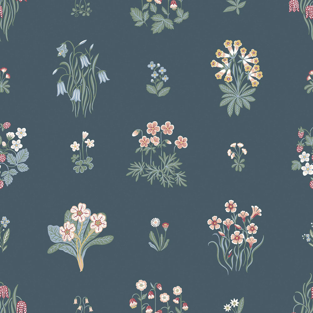 Wallpaper, blue, flowers, 6952, Osterlen, Borastapeter