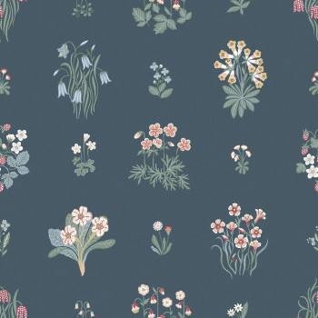 Wallpaper, blue, flowers, 6952, Osterlen, Borastapeter
