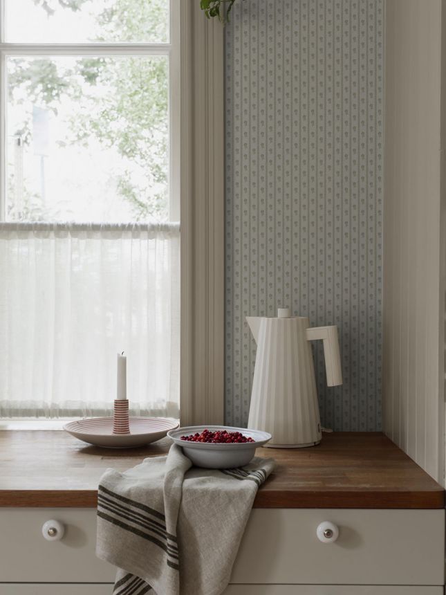 Wallpaper, green, flowers, stripes, 6954, Osterlen, Borastapeter