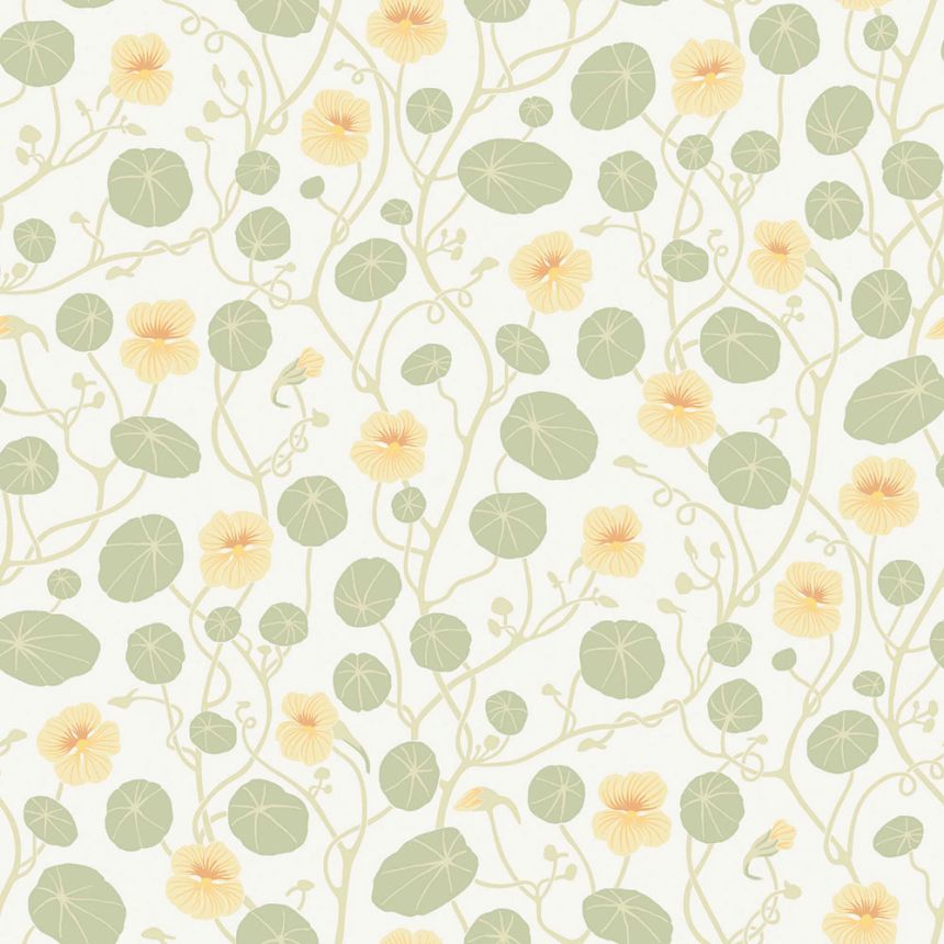Wallpaper, white, flowers, leaves, 6975, Osterlen, Borastapeter
