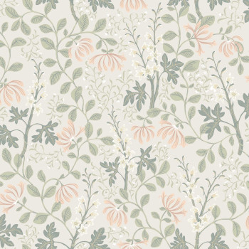 Wallpaper, grey-beige, flowers, leaves, 6983, Osterlen, Borastapeter