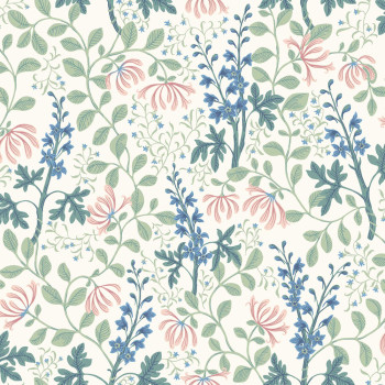 Wallpaper, white, flowers, leaves, 6984, Osterlen, Borastapeter