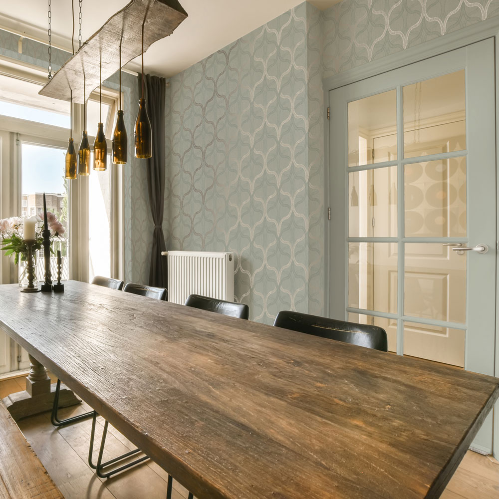 Geometric wallpaper, green, 128003, Refine, Graham Brown Boutique