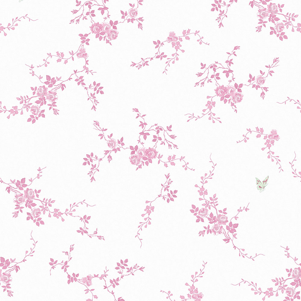 Wallpaper, white-pink, flowers, 125107, Shabby Chic by Rachel Ashwell
