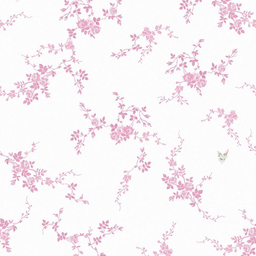 Wallpaper, white-pink, flowers, 125107, Shabby Chic by Rachel Ashwell