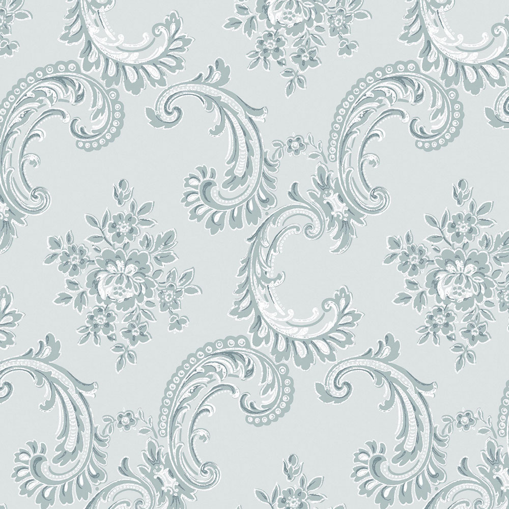 Wallpaper, blue, classic, ornaments, 125114, Shabby Chic by Rachel Ashwell