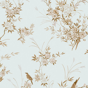 Wallpaper, blue, flowers, birds, 125121, Shabby Chic by Rachel Ashwell
