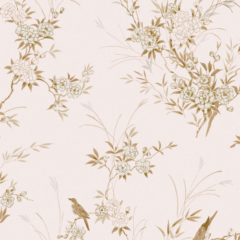 Wallpaper, pink, flowers, birds, 125122, Shabby Chic by Rachel Ashwell
