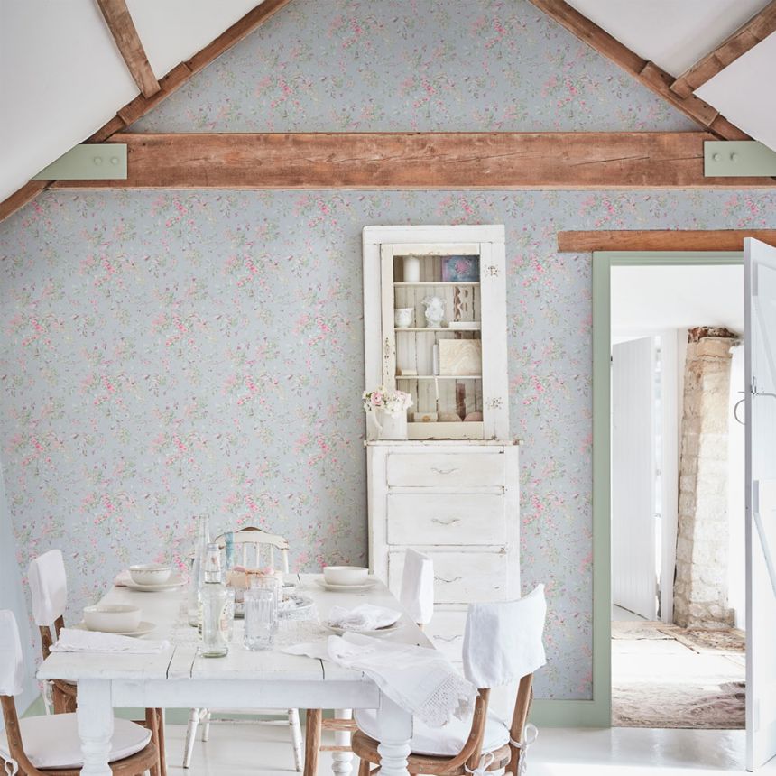 Wallpaper, blue, flowers, 125123, Shabby Chic by Rachel Ashwell