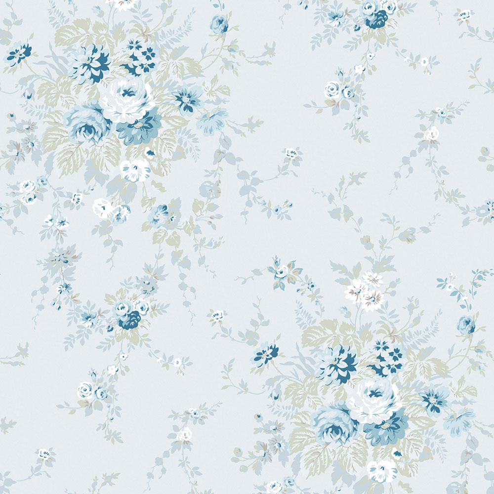 Wallpaper, blue, flowers, 125128, Shabby Chic by Rachel Ashwell