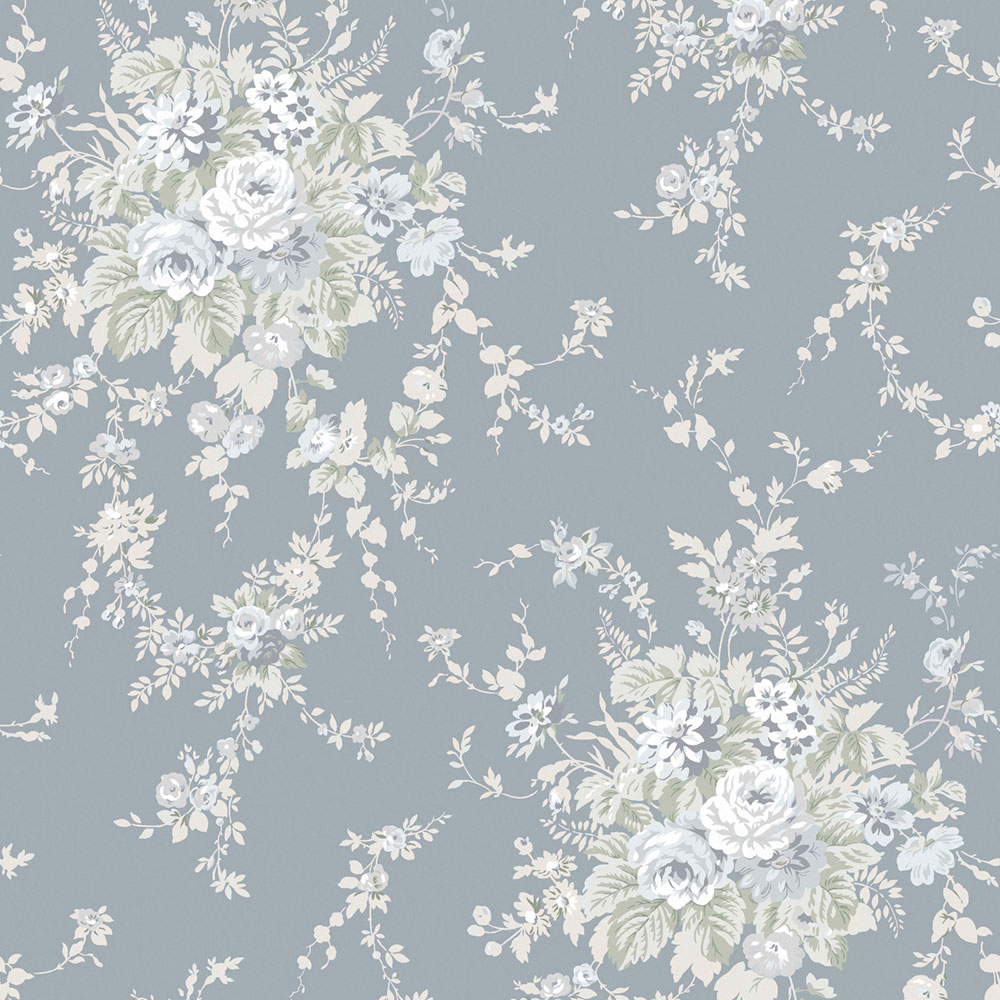 Wallpaper, grey, flowers, 125129, Shabby Chic by Rachel Ashwell