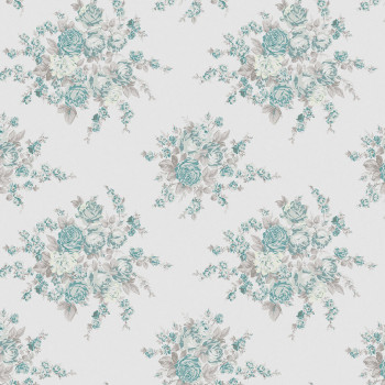 Wallpaper, grey-green, flowers, 125134, Shabby Chic by Rachel Ashwell