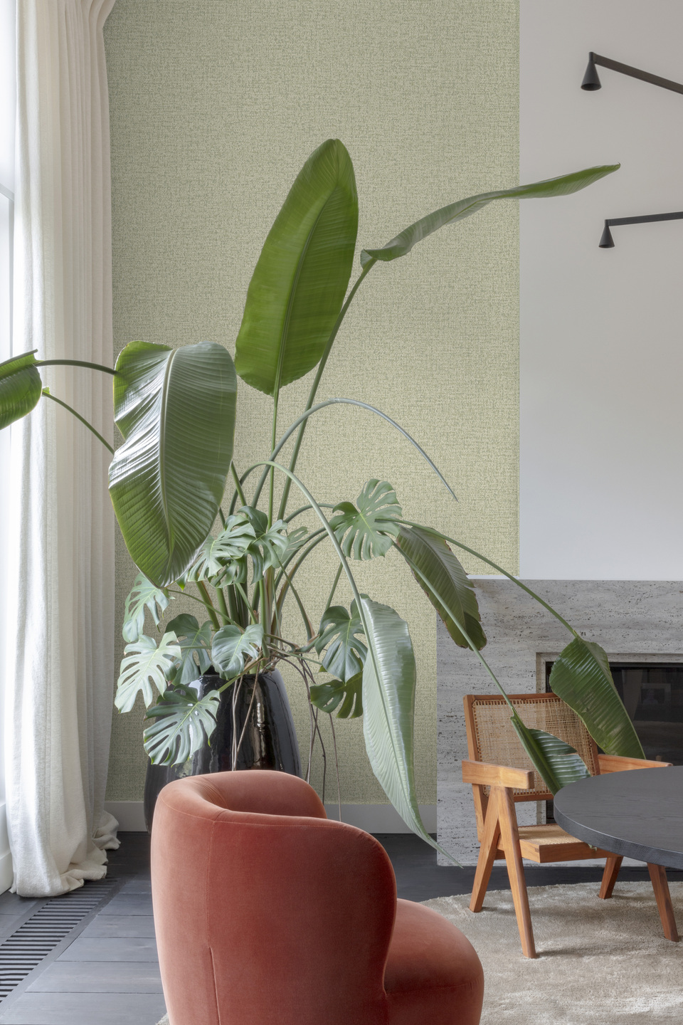 Wallpaper, green, fabric imitation, PW1111, Precious Weaves, Grandeco