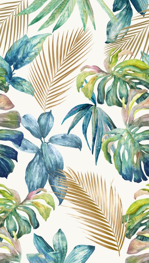 Beige wallpaper, Leaves, A54501, One roll, one motif 2, Grandeco