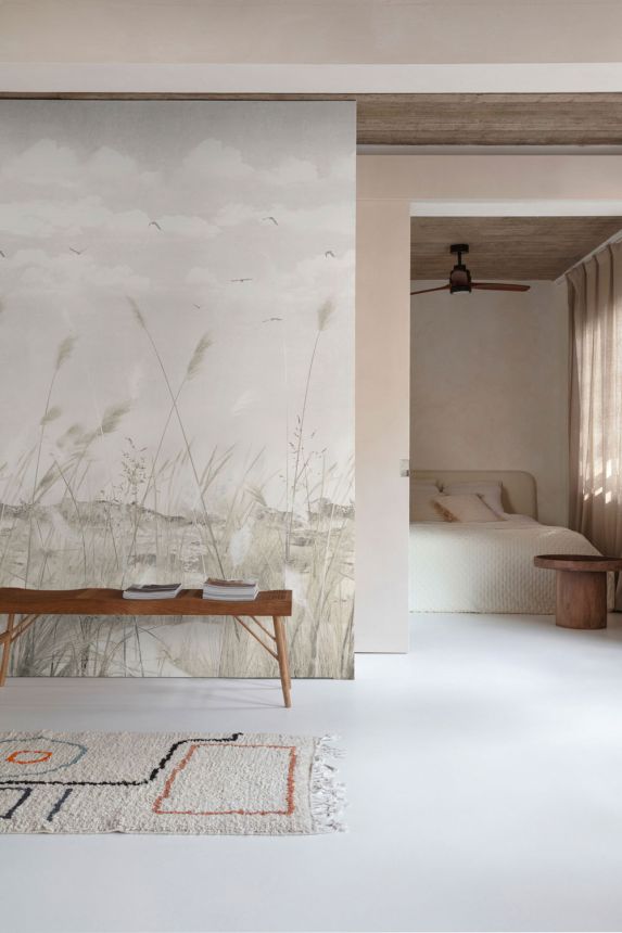 Beige wallpaper, North Sea landscape, trees, 202701, One roll, one motif 2, Grandeco
