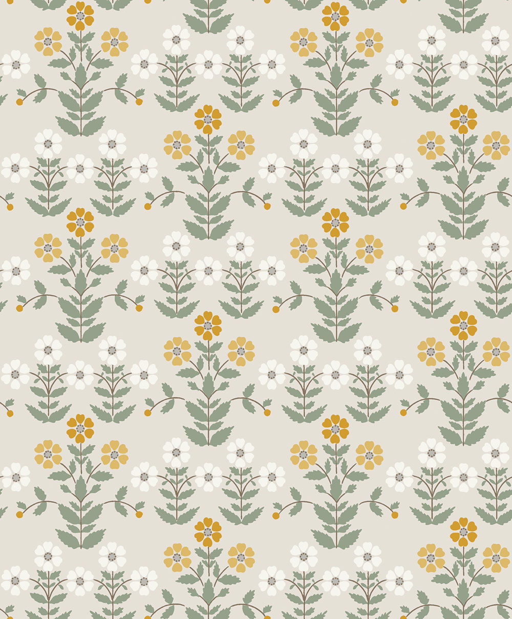 Wallpaper, grey, flowers, 4811, New Heritage, Borastapeter