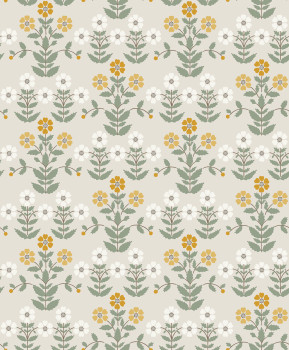Wallpaper, grey, flowers, 4811, New Heritage, Borastapeter
