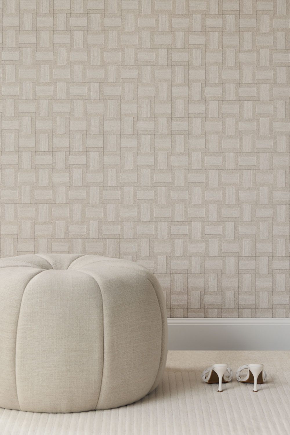 Wallpaper, grey-beige, panel imitation, 350561, Riviera Maison, Eijffinger
