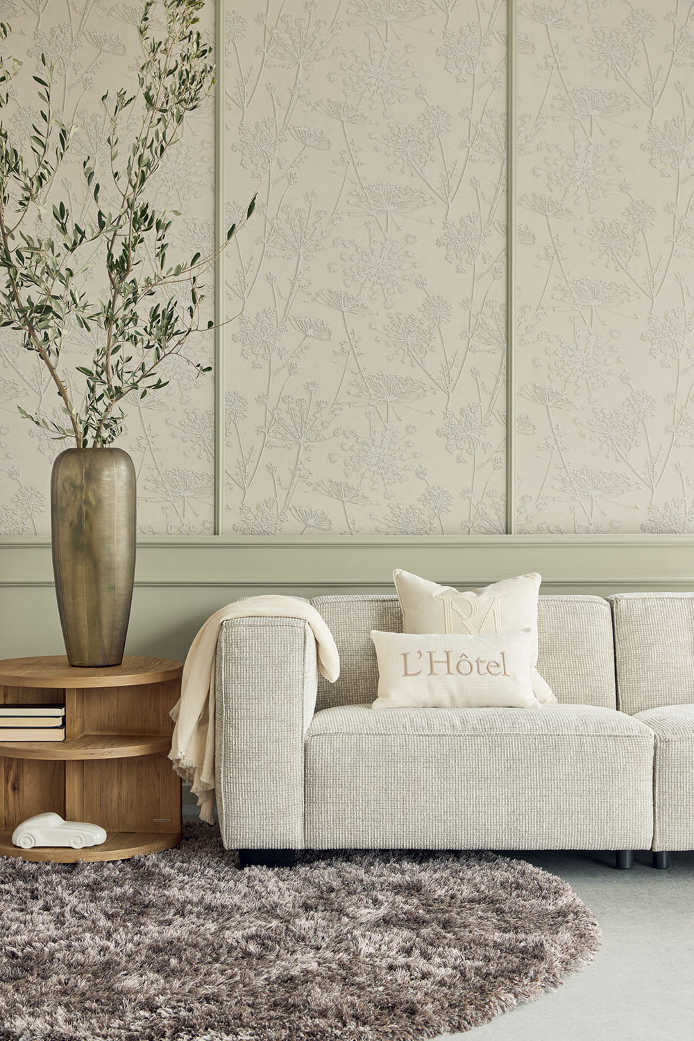 Wallpaper, green, natural mat imitation, 350576, Riviera Maison, Eijffinger