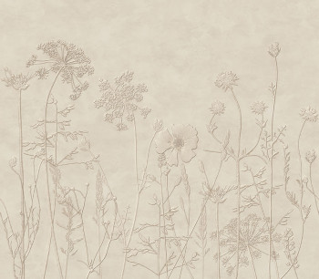 Mural wallpaper, beige, plants, flowers, grasses, 350701, Riviera Maison, Eijffinger