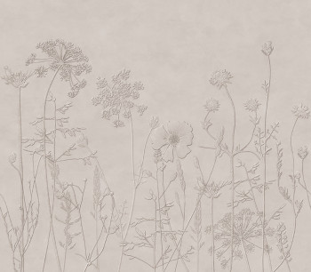 Mural wallpaper, grey-brown, plants, flowers, grasses, 350702, Riviera Maison, Eijffinger