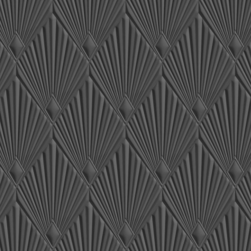 Luxury geometric wallpaper, grey-black, Art Deco, Z30324, Casa 8, Trussardi