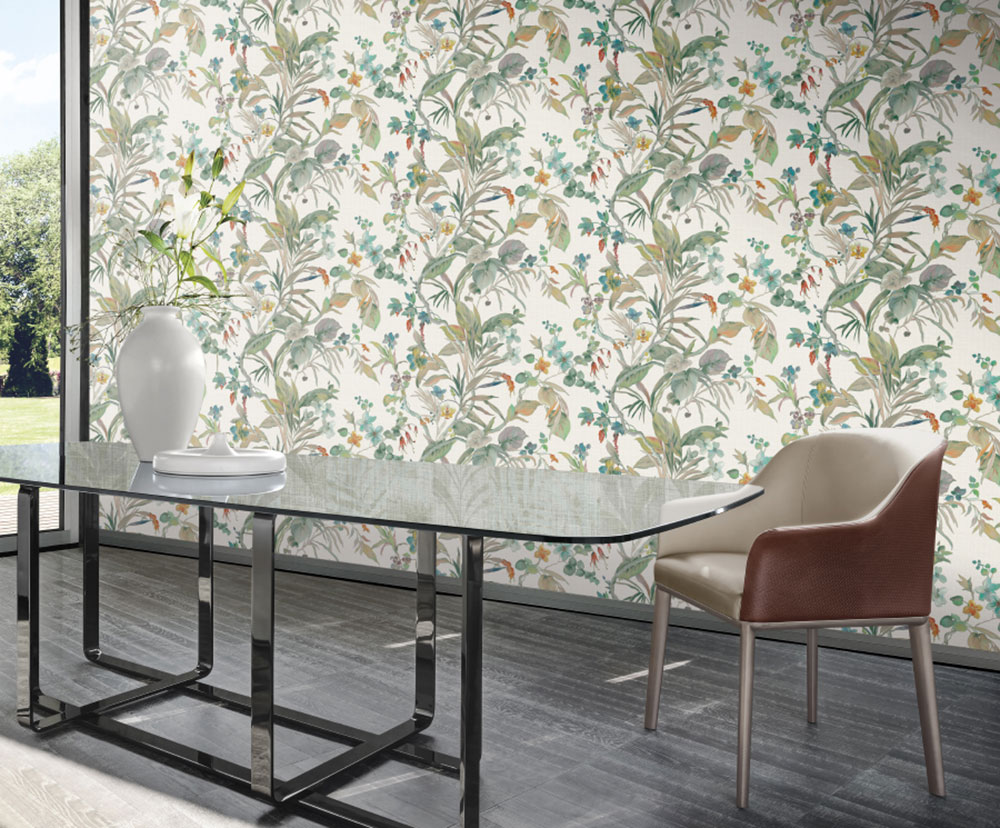 Luxury wallpaper, cream, flowers, leaves, Z30326, Casa 8, Trussardi