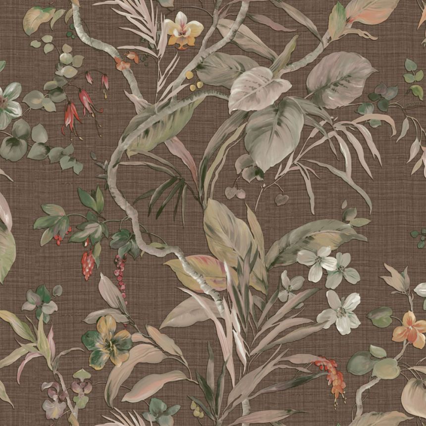 Luxury wallpaper, brown, flowers, leaves, Z30332, Casa 8, Trussardi