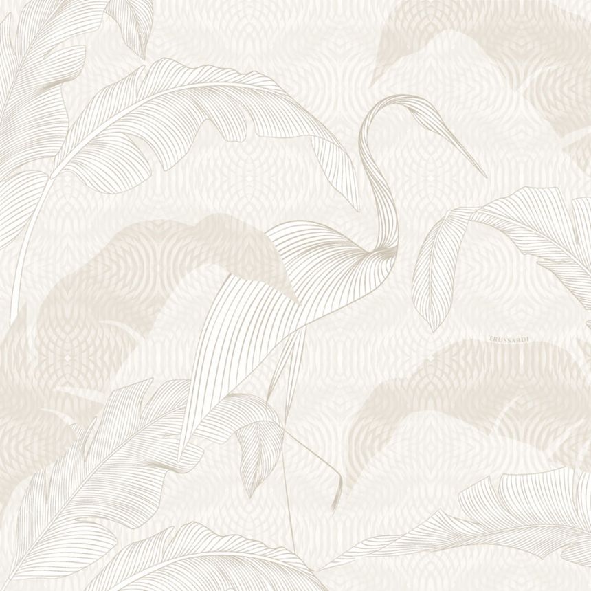Luxury wall mural, brown-beige, ibis, leaves, Z30371, Casa 8, Trussardi
