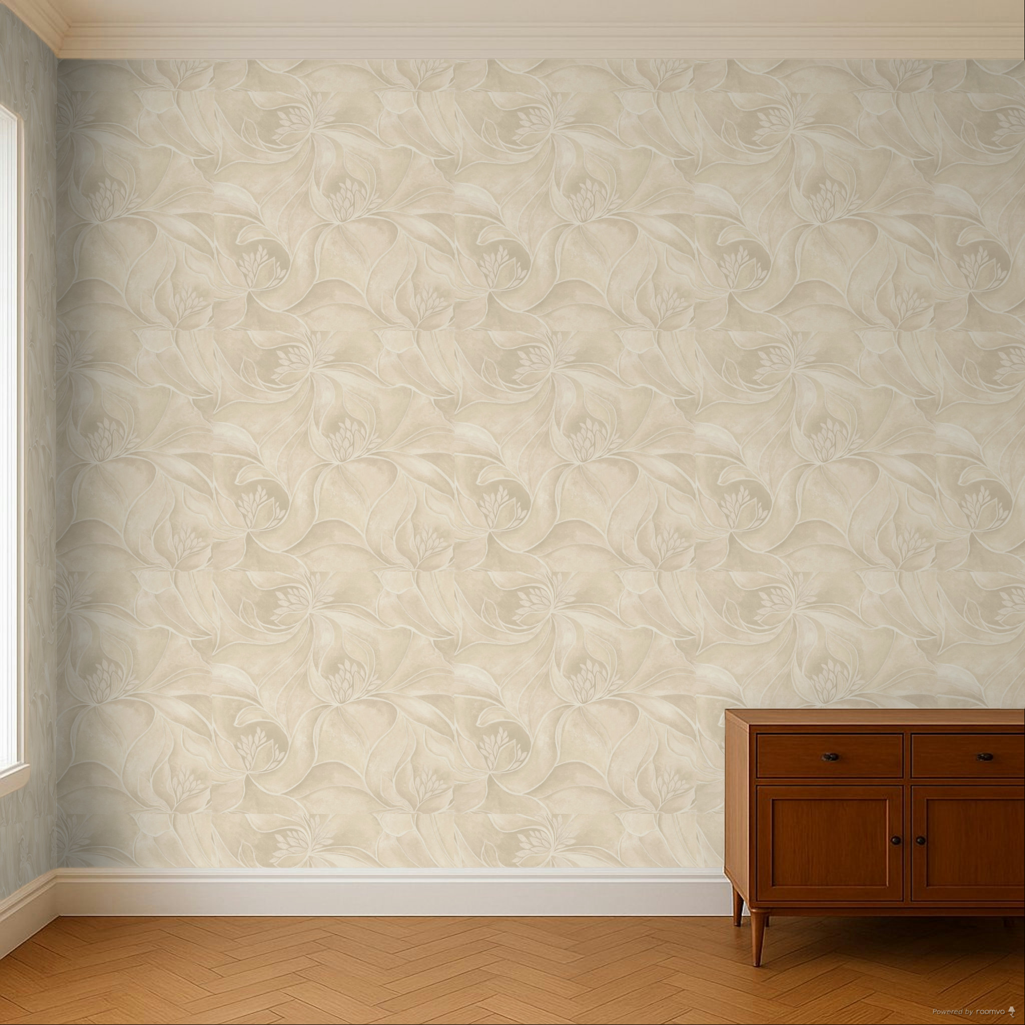 Luxury wallpaper, grey-beige, flowers, Z20124, Casa Chic, Zambaiti Parati
