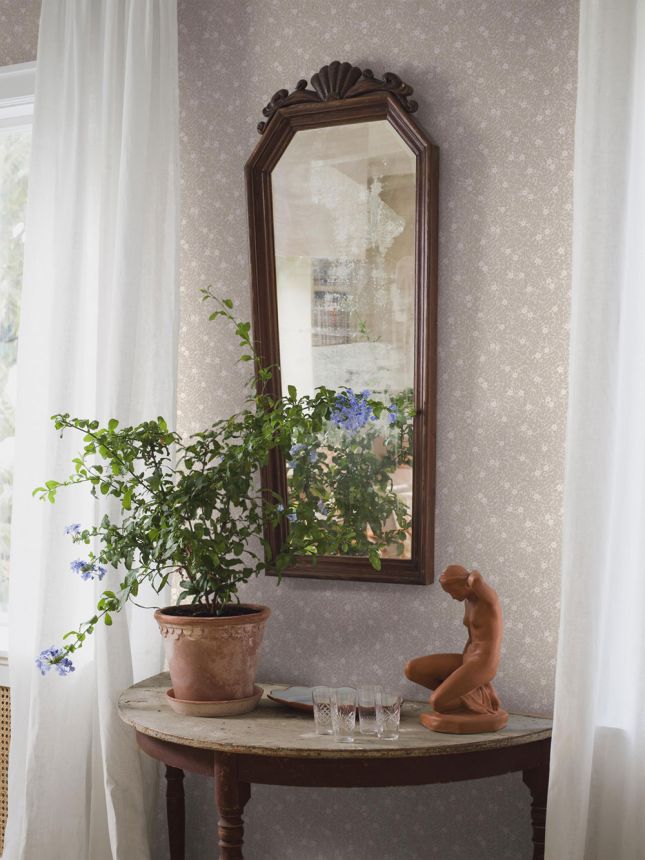 Wallpaper, beige, flowers, leaves, 5713, Orangeri, Boråstapeter