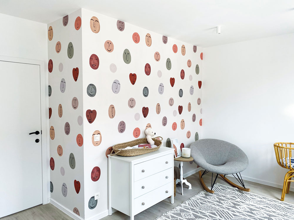 Children’s wallpaper mural, Smileys, RB307, Daydreamers, Grandeco