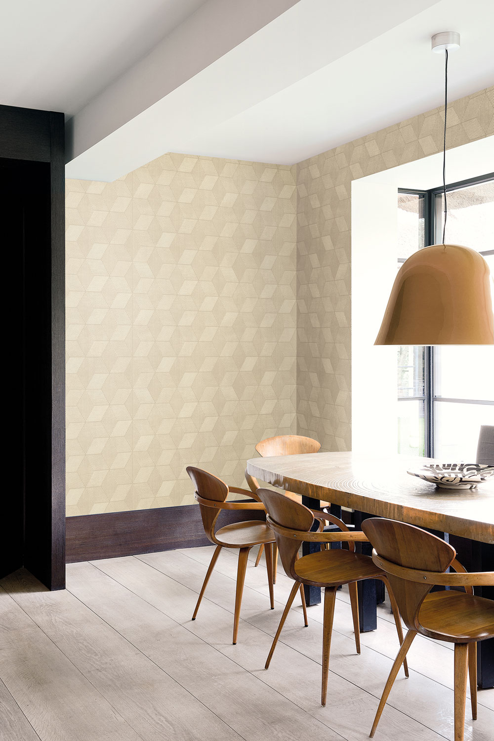 Geometric wallpaper, beige and gold, ORB502, The Texture Book, Masureel