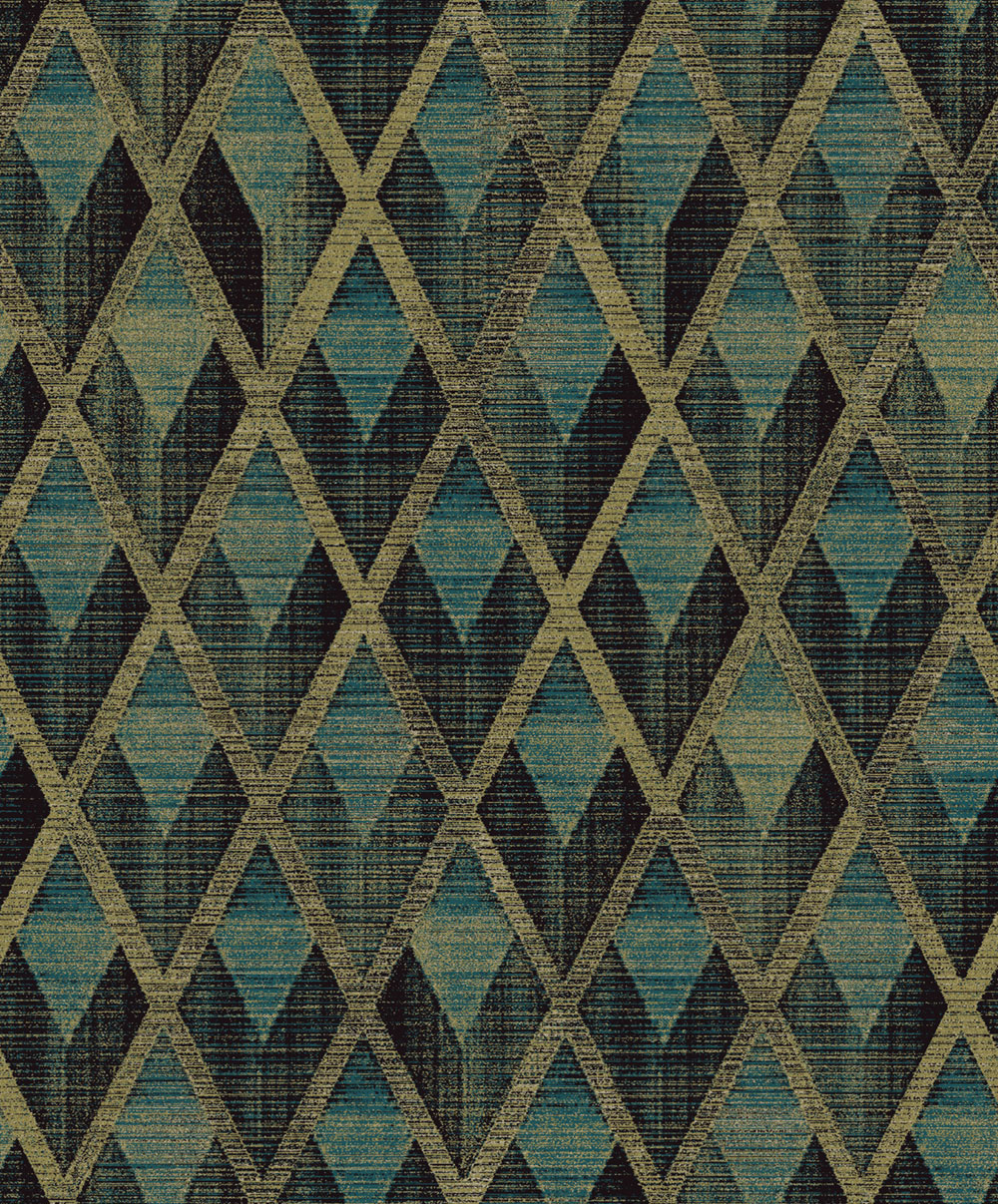 Geometric wallpaper, green and gold, CAB503, The Texture Book, Masureel